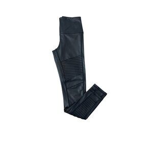 7 For All Mankind Womens Faux Leather Moto Leggings XS Black